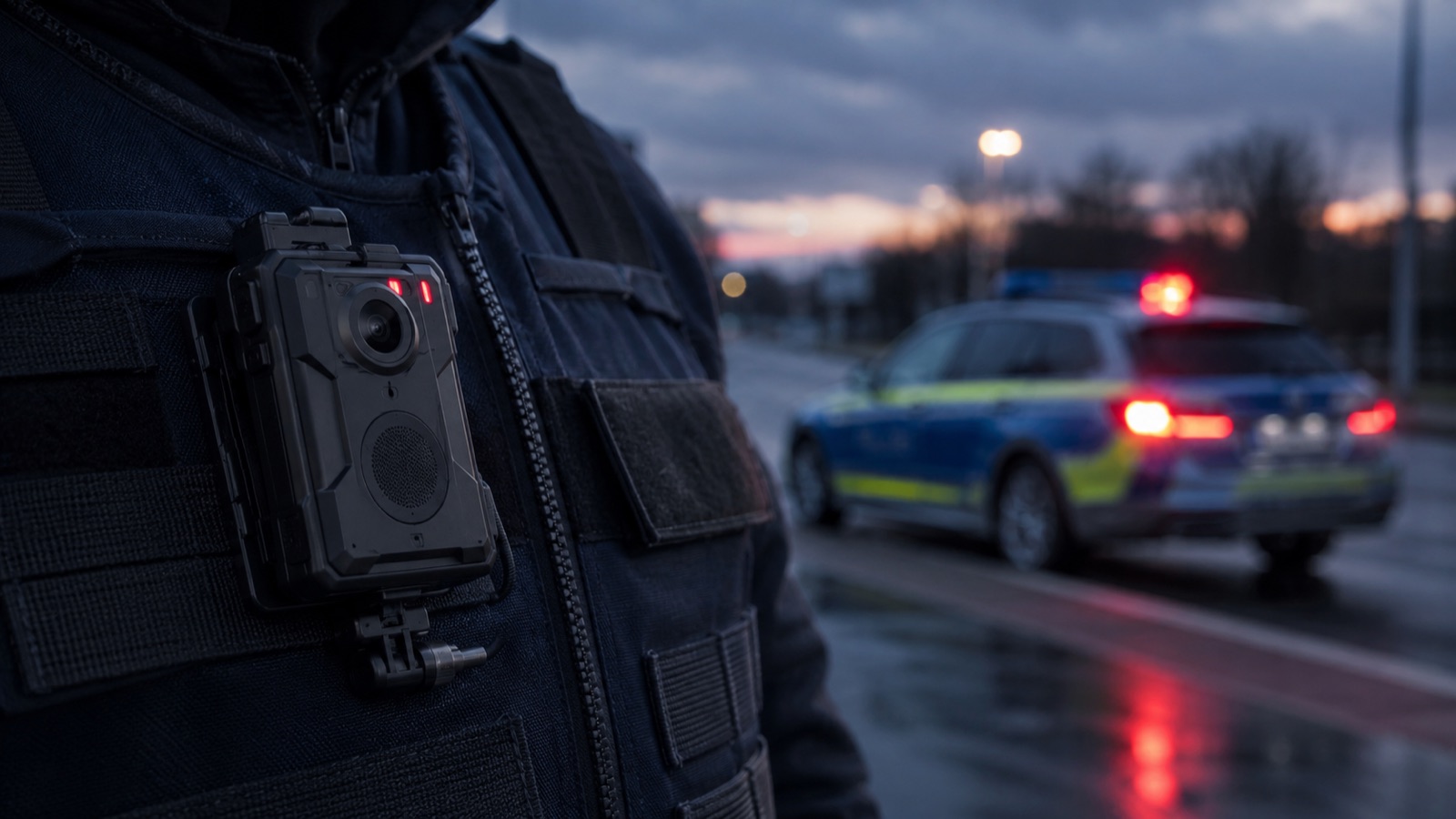 View from the emergency vehicle with a windscreen-mounted camera